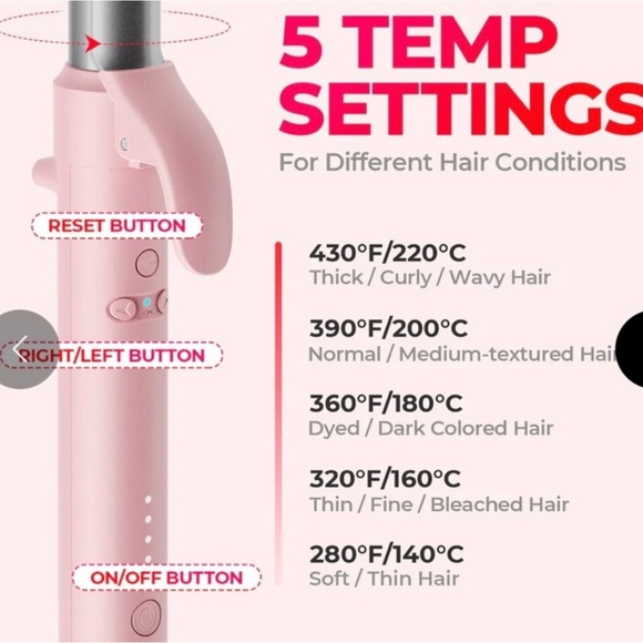 New! SEALED Tymo ROTA Pink Rotating 1 Inch
Curling Iron‎ - Picture 8 of 11